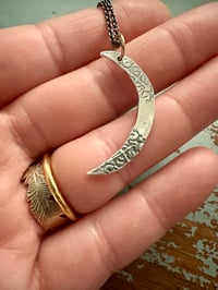 Image 3 of sterling silver moon with breathe inscription