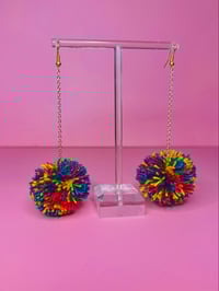 Image 5 of multi color pom pom earrings