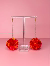Image 2 of multi color pom pom earrings