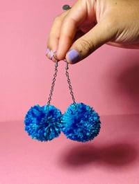Image 3 of multi color pom pom earrings