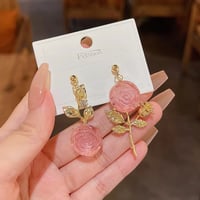 Image 4 of Pink Rose Earrings 