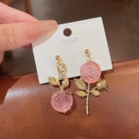 Image 2 of Pink Rose Earrings 