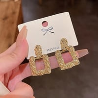 Image 5 of Geometric Square Gold Earrings 
