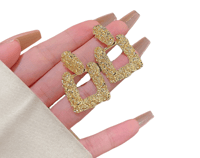 Image 2 of Geometric Square Gold Earrings 