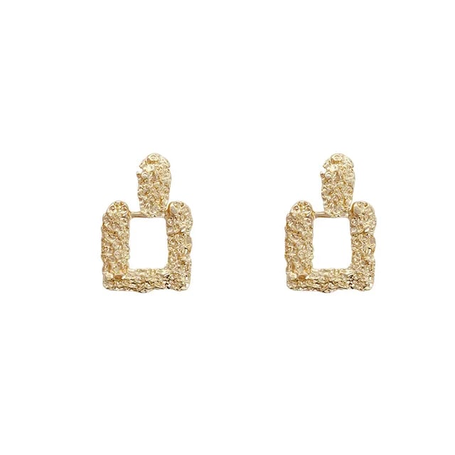Image of Geometric Square Gold Earrings 