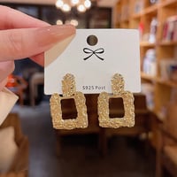 Image 3 of Geometric Square Gold Earrings 