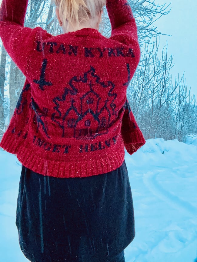 Utan kyrka inget helvete - stickbeskrivning