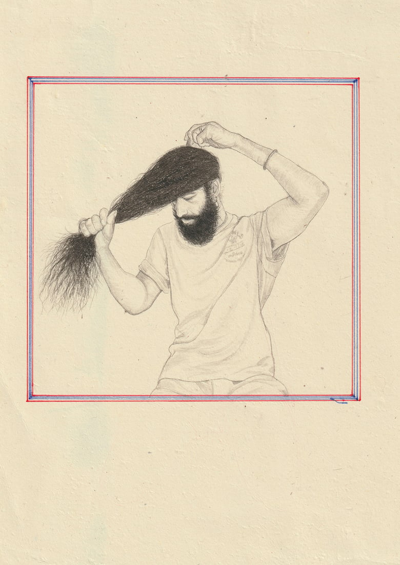 Image of Fine Art Print - A4 - Self portrait combing Kes - 2023
