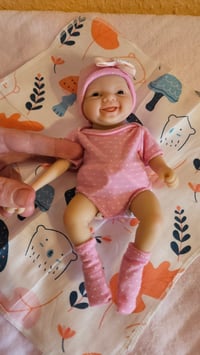 Image 2 of Small 20cm/7" Full Body Real Soft Silicone Baby Doll  "Pink Luna"  Lifelike Mini Reborn Doll