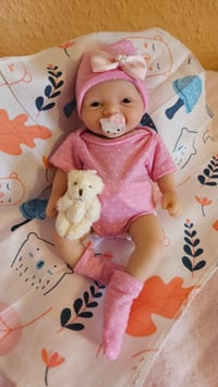 Image 1 of Small 20cm/7" Full Body Real Soft Silicone Baby Doll  "Pink Luna"  Lifelike Mini Reborn Doll