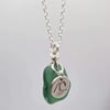 Scottish Sea Glass and Wave Charm Necklace