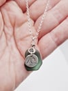 Scottish Sea Glass and Wave Charm Necklace