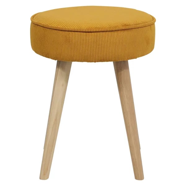 Image of Tabouret velours moutarde 