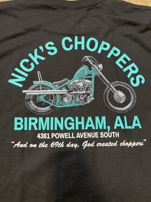 Image of NICK'S CHOPPERS Teal Shop Tee