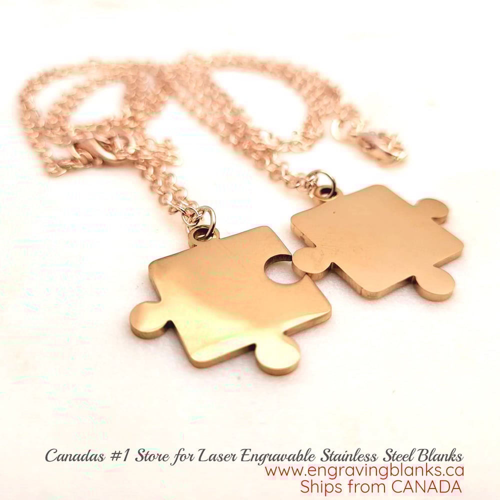 Image of Rose Gold Puzzle Piece pair pendant Laser Engraving blanks