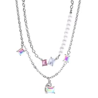 Image 1 of Crystal Gem and Pearl Necklace