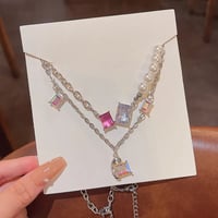 Image 2 of Crystal Gem and Pearl Necklace