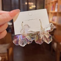 Image 4 of Iridescent Glass Style Flower Earrings