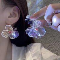 Image 5 of Iridescent Glass Style Flower Earrings