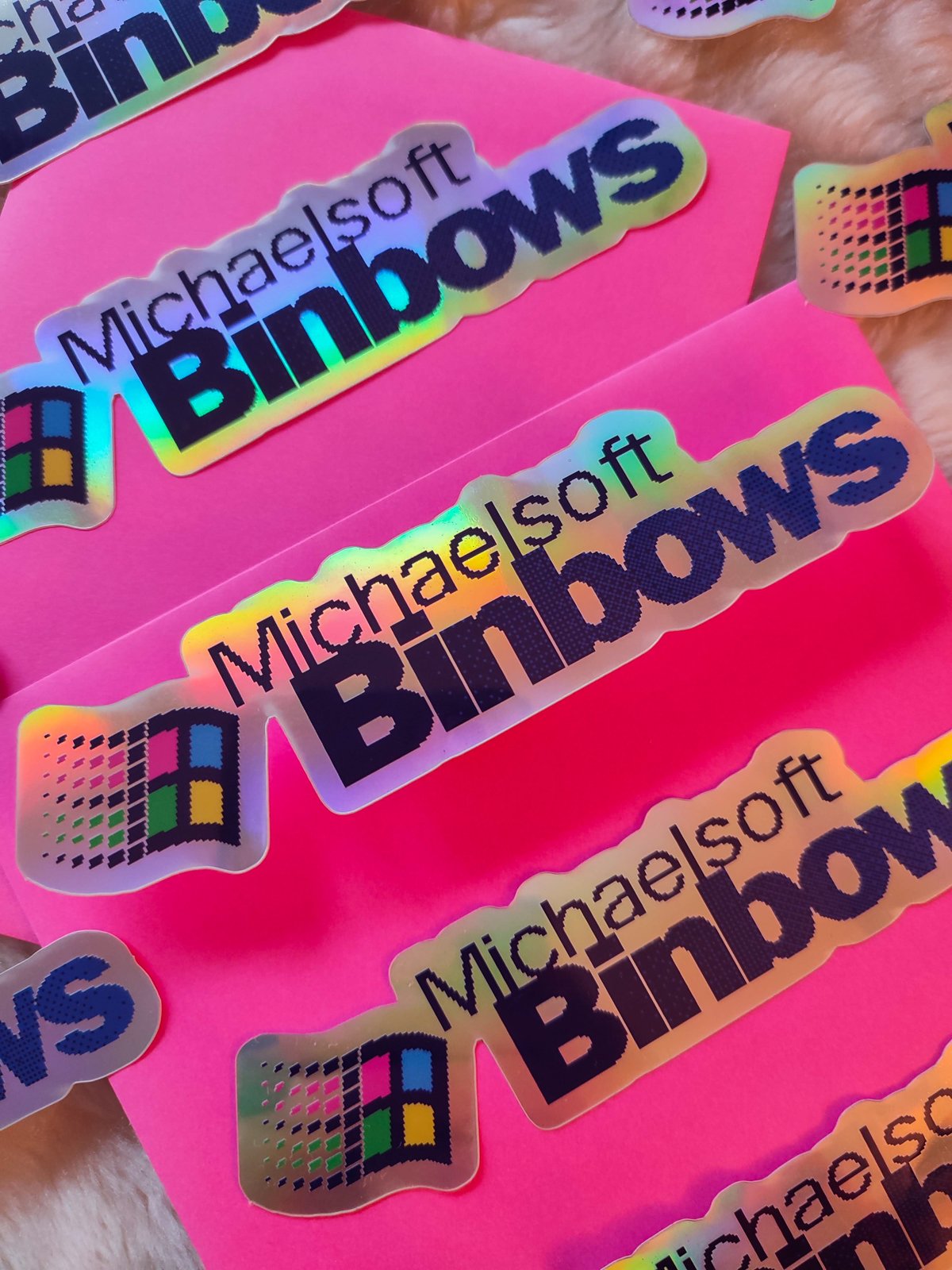 Holographic Michaelsoft Binbows Sticker