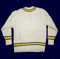 Image 2 of Upcycled star patch varsity sweater