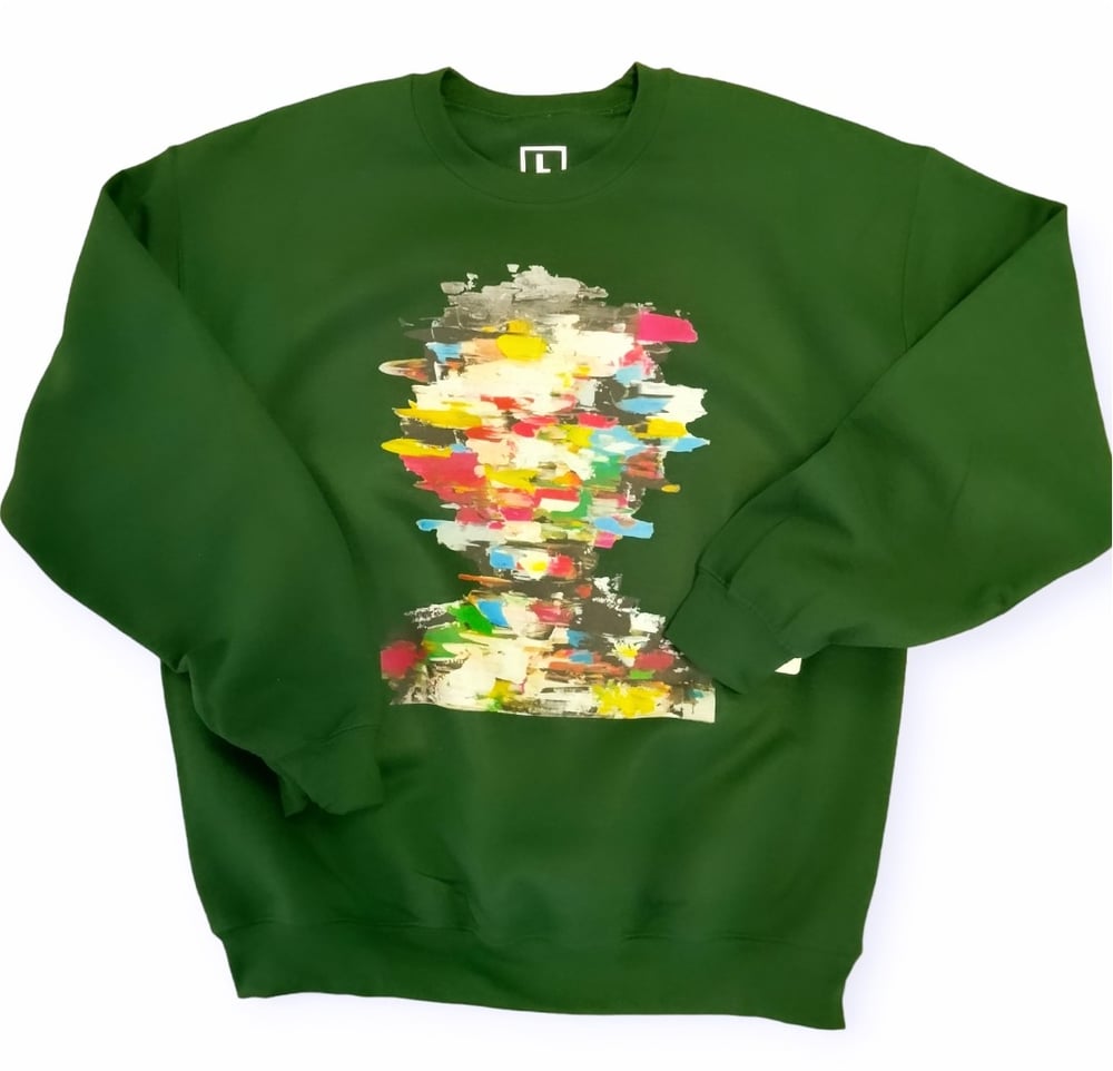 Image of FOREST GREEN ABSTRACT SWEATSHIRT 