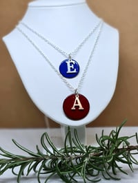 Image 2 of My Initial Letter Necklace -  Enamel and Silver Alphabet Pendant 20mm - (SJ034)
