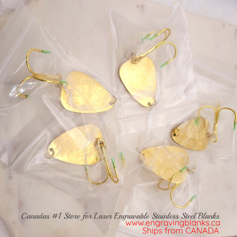5 pack Engravable Gold Color Fish Hook / Fishing Lure Steel Laser