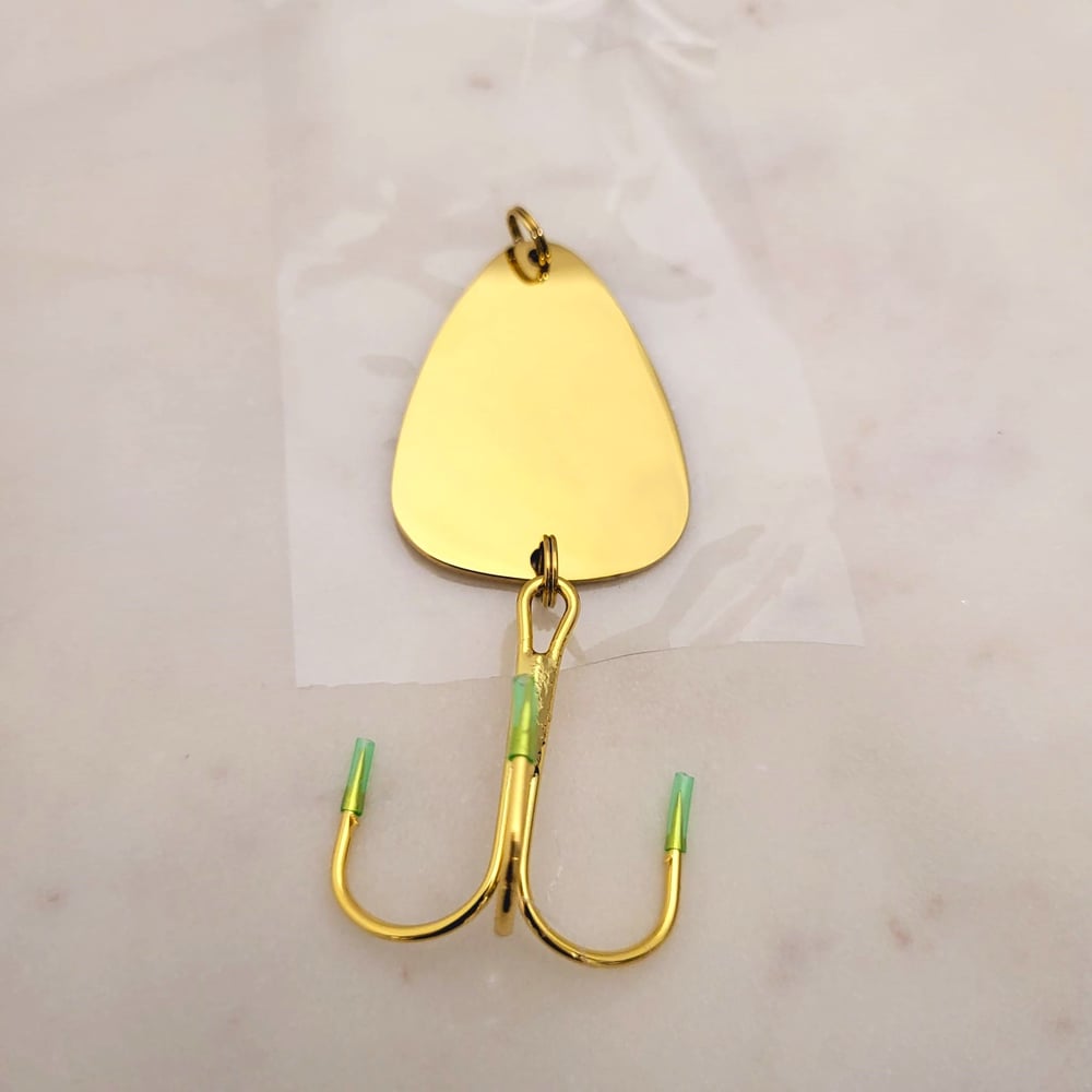 5 pack Engravable Gold Color Fish Hook / Fishing Lure Steel Laser Engravable  Blanks