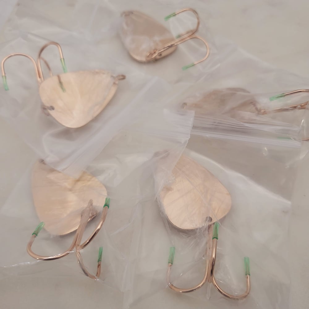 Image of Engravable Rose Gold Color Fish Hook / Fishing Lure Steel Laser Engravable Blanks