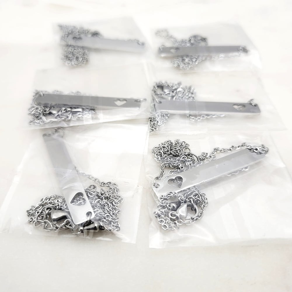 Image of Heart Cut Steel Pendant Blanks - Laser Engraving Heart Hole Blanks