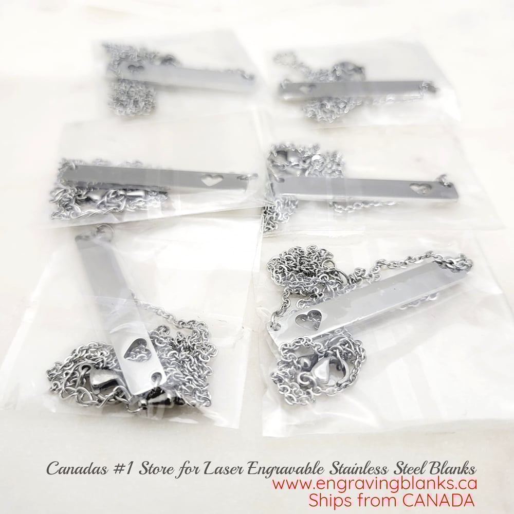 Image of Heart Cut Steel Pendant Blanks - Laser Engraving Heart Hole Blanks