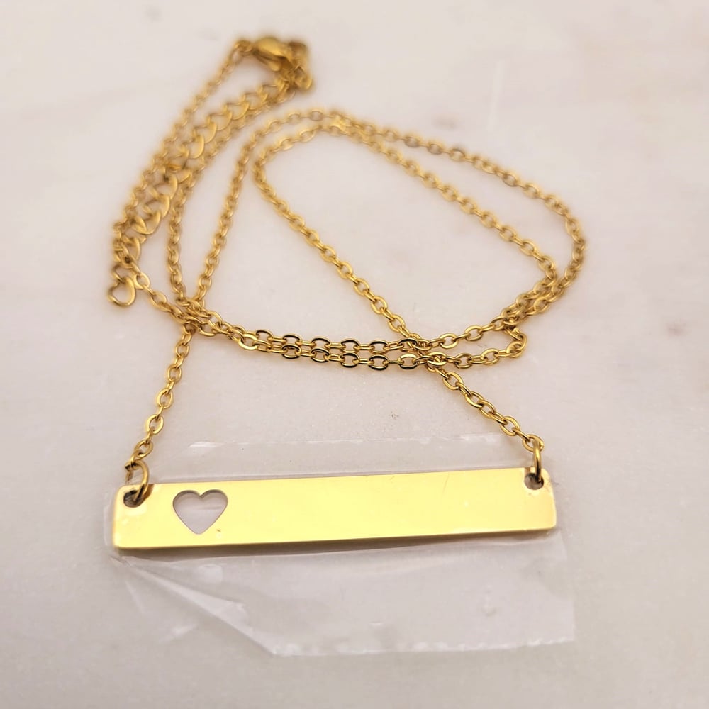 Image of Heart Cut Gold Pendant Blanks - Laser Engraving Steel Heart Hole Blanks
