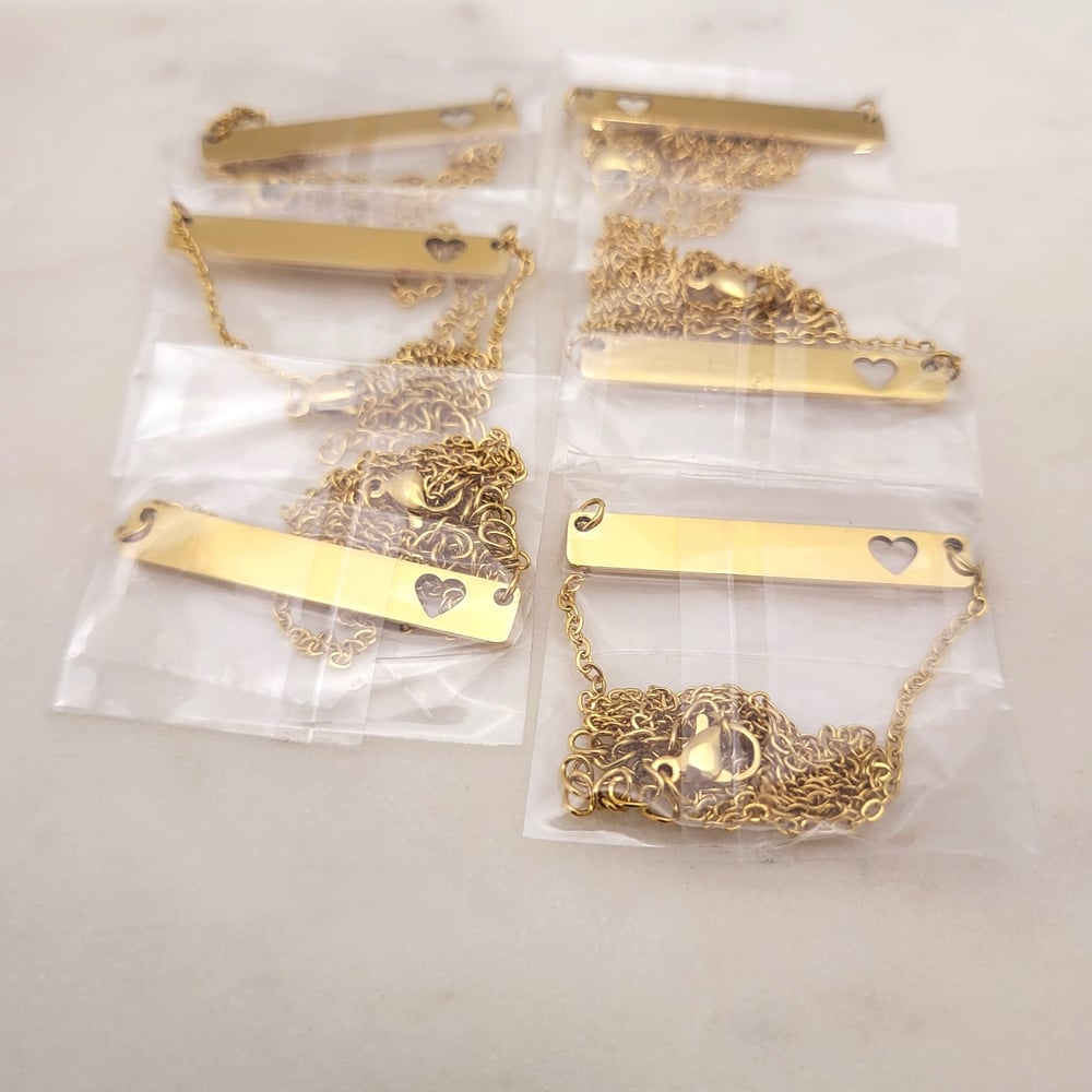 Image of Heart Cut Gold Pendant Blanks - Laser Engraving Steel Heart Hole Blanks