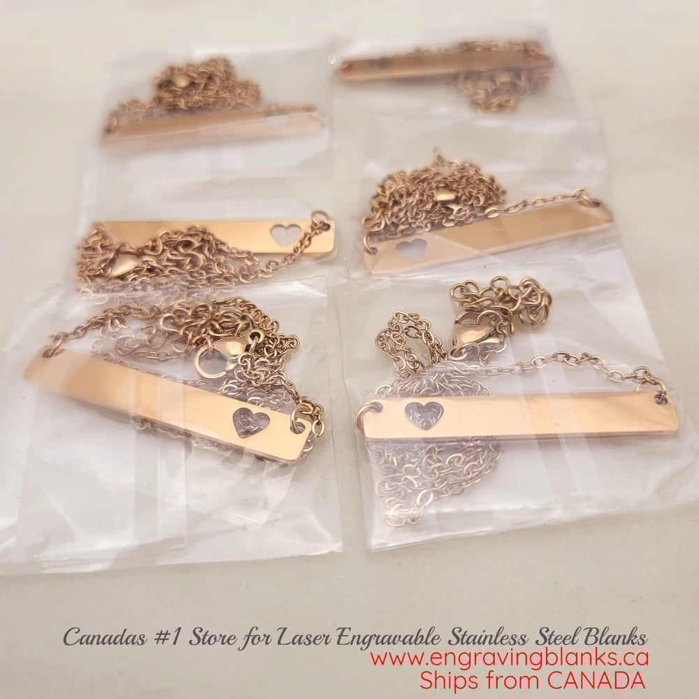 Image of  Rose Gold Heart Cut Pendant Blanks - Laser Engraving Steel Heart Hole Blanks