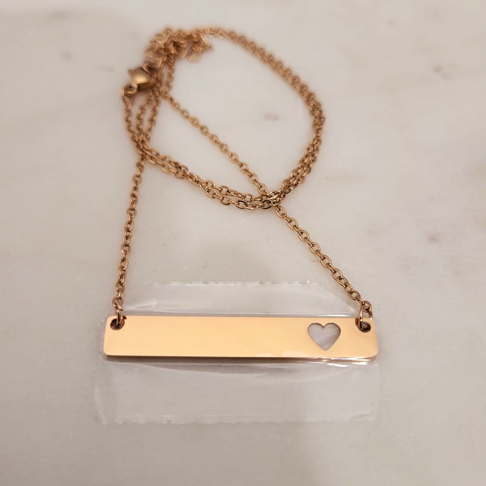 Image of  Rose Gold Heart Cut Pendant Blanks - Laser Engraving Steel Heart Hole Blanks