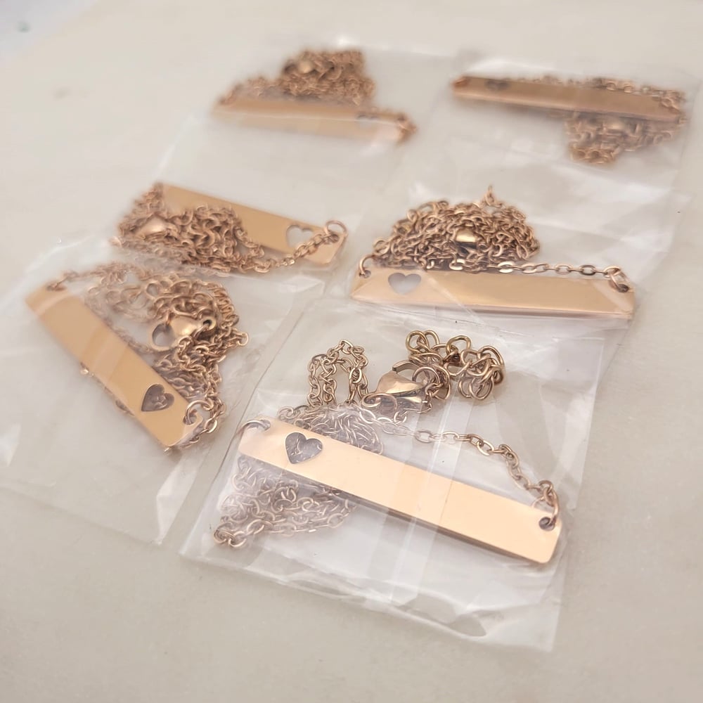 Image of  Rose Gold Heart Cut Pendant Blanks - Laser Engraving Steel Heart Hole Blanks
