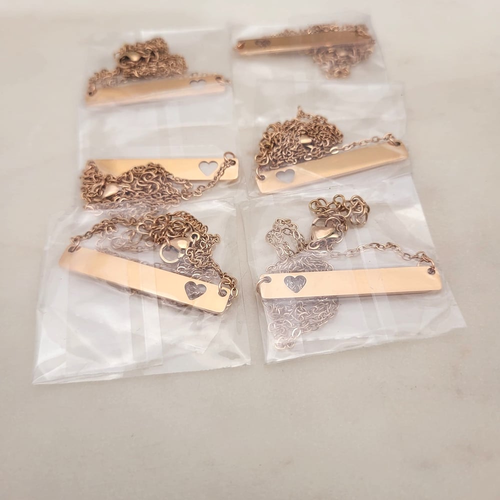 Image of  Rose Gold Heart Cut Pendant Blanks - Laser Engraving Steel Heart Hole Blanks