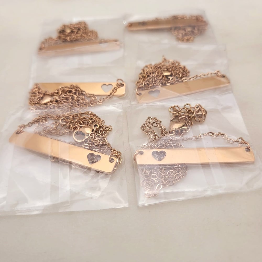 Image of  Rose Gold Heart Cut Pendant Blanks - Laser Engraving Steel Heart Hole Blanks