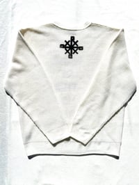 Image of none of this normal knit sweater in off white 