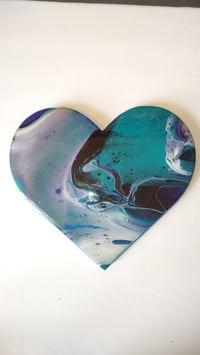 Image 1 of Fluid Art Wooden Heart Design