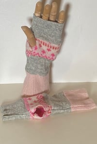 Image of Pinks & Grey Fingerless Gloves/Mitts