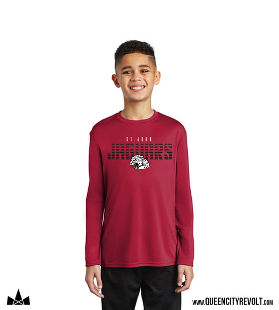 Image of St. Johns Youth Performance Longsleeve Tee, Red