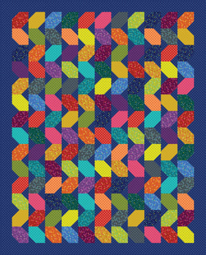 Streamers Quilt Kit - Dazzle Dots Pink, Turquoise, Navy, Dark Grey or Light Grey & Pattern