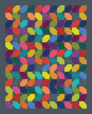 Streamers Quilt Kit - Dazzle Dots Pink, Turquoise, Navy, Dark Grey or Light Grey & Pattern