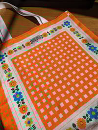 Image 1 of Orange Checker Flower Tote 