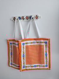 Image 2 of Orange Checker Flower Tote 