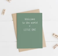 Image 1 of Welcome to the World Little One A6 Greeting Card with Kraft brown envelope