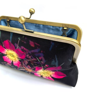 Image of Rosa, printed silk clutch bag with chain handle