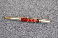 Image 2 of Majestic Squire Pen with Black Lace and red Feathers, #073